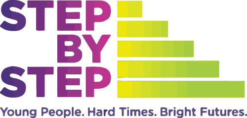 Step by step. Young People. Hard Times. Bright Futures partner logo